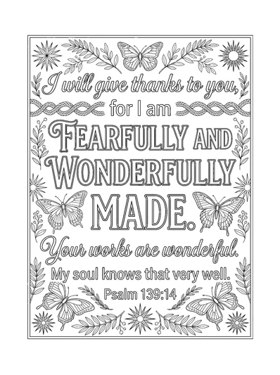 Psalms 139:14 Coloring Page