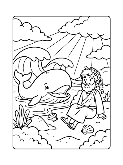 Jonah coloring page (Jonah 2:10)