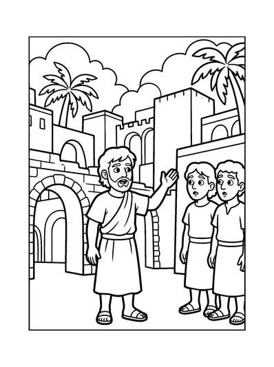 Jonah 3:4 Coloring Page