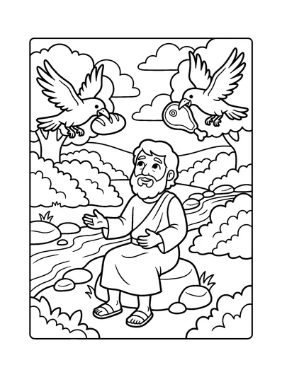 1 Kings 17:6 Coloring Page