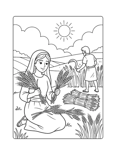 Ruth 2:2 Coloring Page