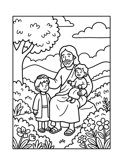Mark 10:16 Coloring Page