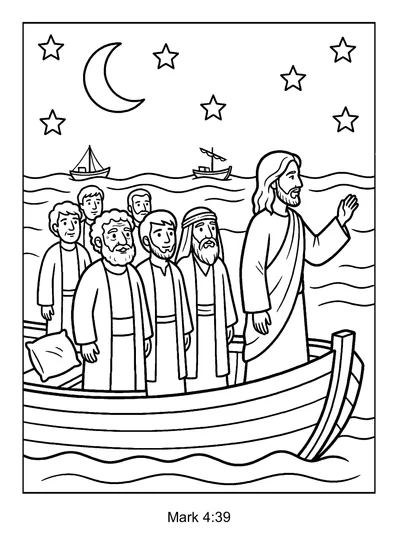 Mark 4:39 Coloring Page