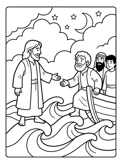 Matthew 14:29 Coloring Page