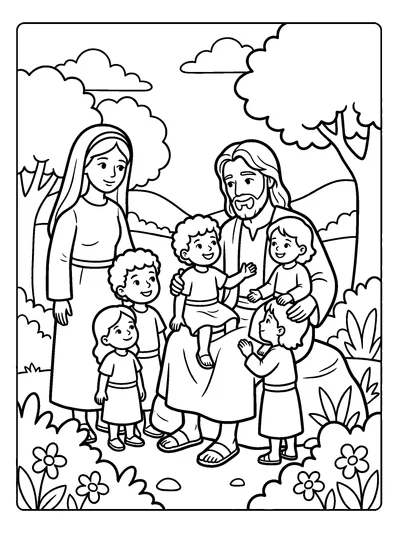 Mark 10:16 Coloring Page