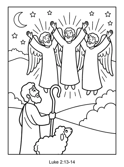 Luke 2:13-14 Coloring Page