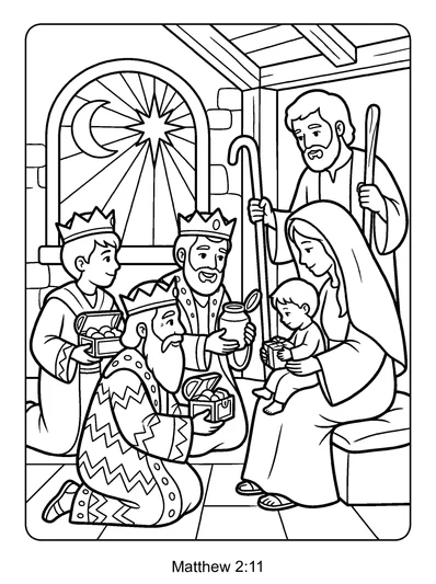 Matthew 2:11 Coloring Page
