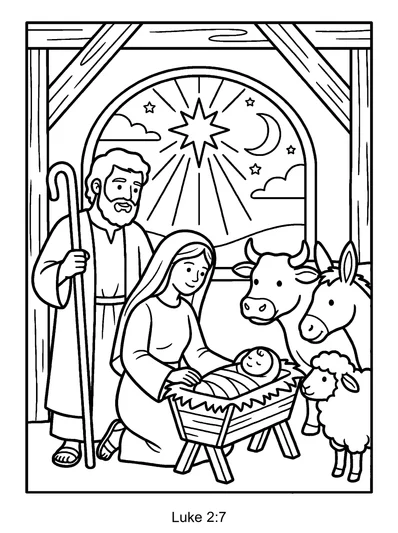 Luke 2:7 Coloring Page