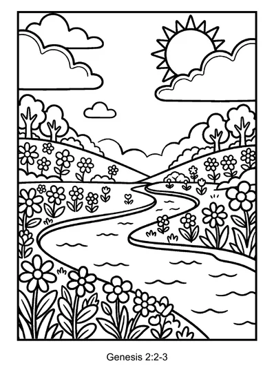 Genesis 2:2-3 Coloring Page