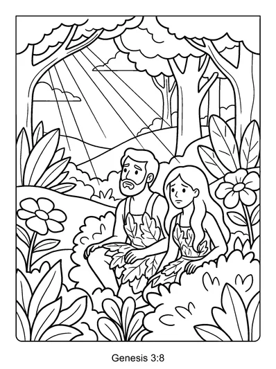 Genesis 3:8 Coloring Page