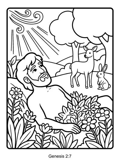 Adam and Eve coloring page (Genesis 2:7)