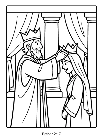 Queen Esther coloring page (Esther 2:17)