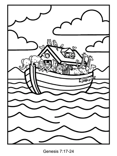 Genesis 7:17-24 Coloring Page