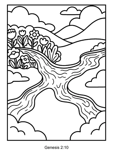 Genesis 2:10 Coloring Page
