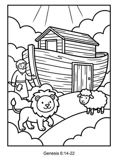 Noah's Ark coloring page (Genesis 6:14-22)