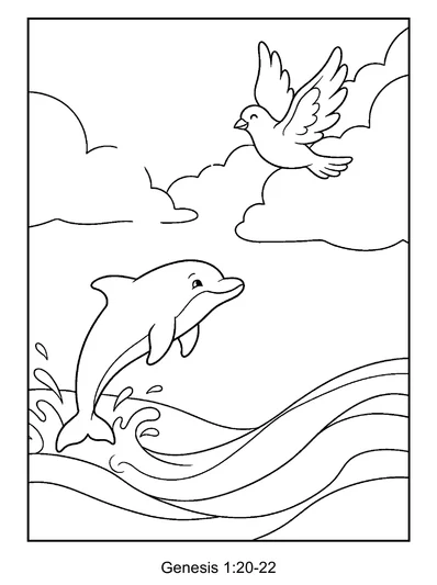 Genesis 1:20-22 Coloring Page