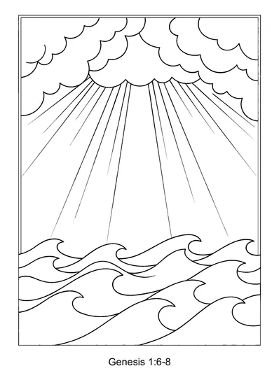 Genesis 1:6-8 Coloring Page