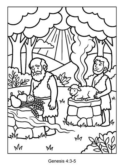 Genesis 4:3-5 Coloring Page