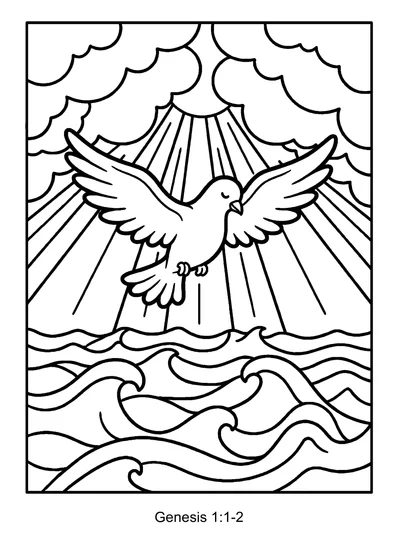 Creation coloring page (Genesis 1:1-2)