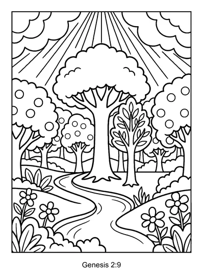 Genesis 2:9 Coloring Page