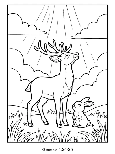 Genesis 1:24-25 Coloring Page