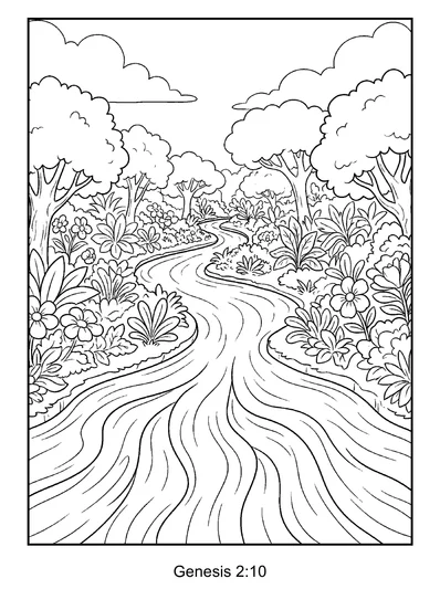 Genesis 2:10 Coloring Page