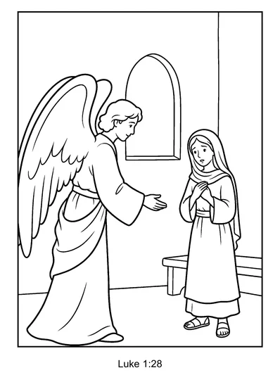 Luke 1:28 Coloring Page