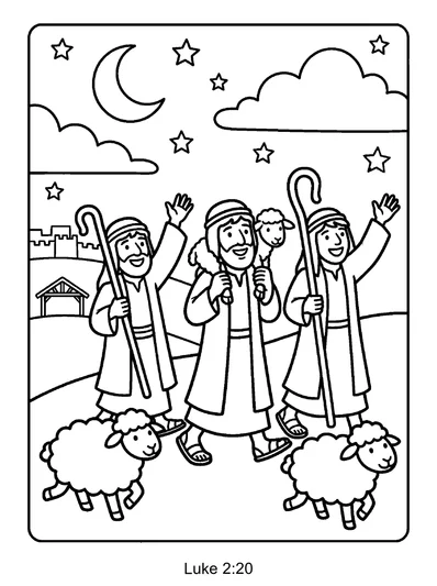 Luke 2:20 Coloring Page