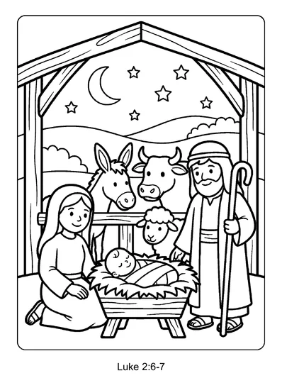 Luke 2:6-7 Coloring Page