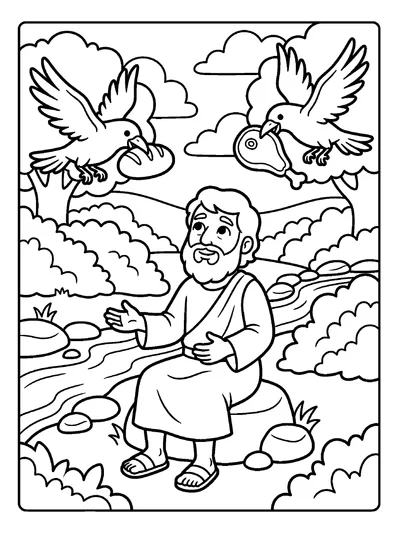 1 Kings 17:6 Coloring Page