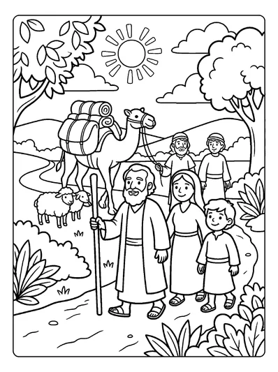 Abraham and Sarah coloring page (Genesis 12:5)
