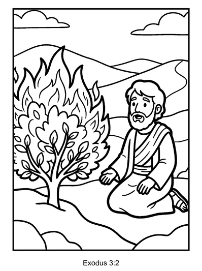 Exodus 3:2 Coloring Page