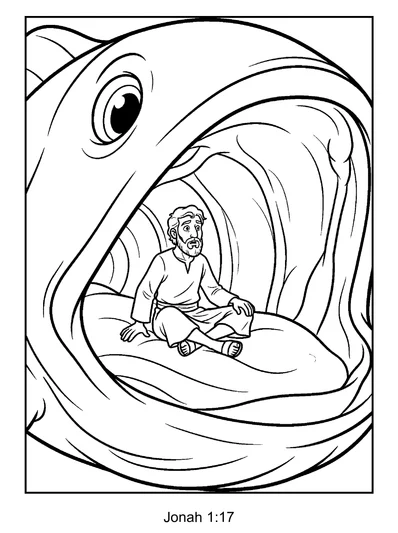 Jonah 1:17 Coloring Page