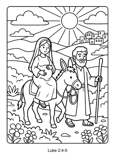 Luke 2:4-5 Coloring Page