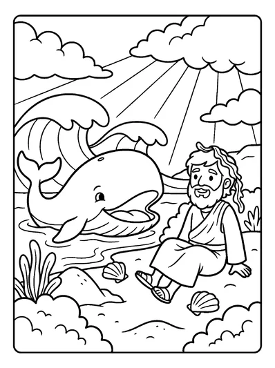 Jonah 2:10 Coloring Page