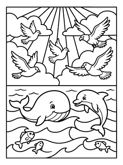 Genesis 1:21 Coloring Page