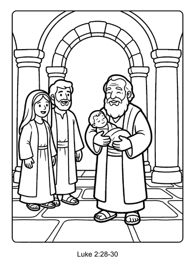 Luke 2:28-30 Coloring Page