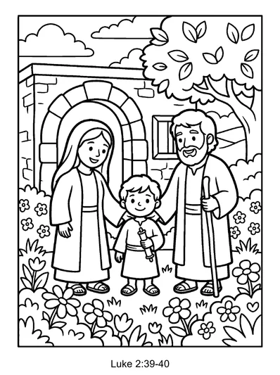 Luke 2:39-40 Coloring Page