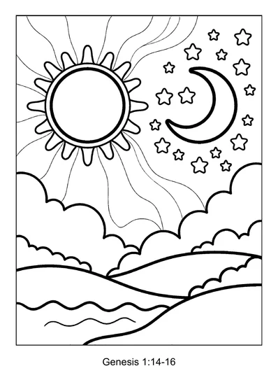 Genesis 1:14-16 Coloring Page