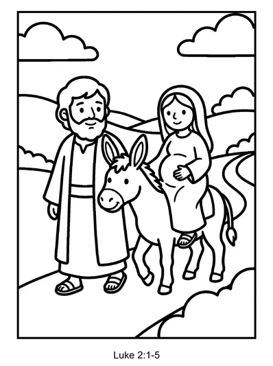 Luke 2:1-5 Coloring Page