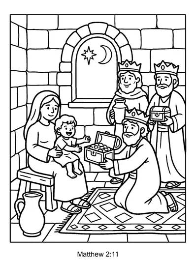 Matthew 2:11 Coloring Page