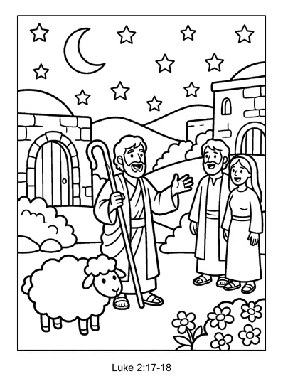 Luke 2:17-18 Coloring Page