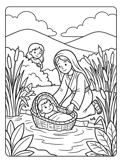 Exodus 2:3 Coloring Page