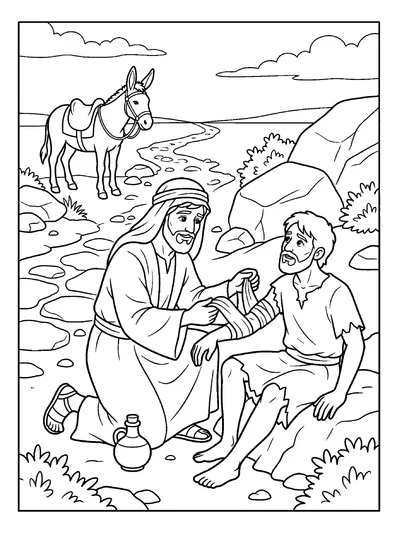 Luke 10:33-34 Coloring Page