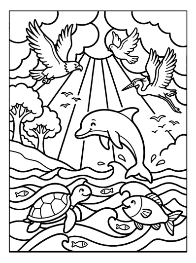 Genesis 1:20 Coloring Page