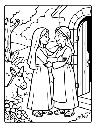 Luke 1:40-41 Coloring Page