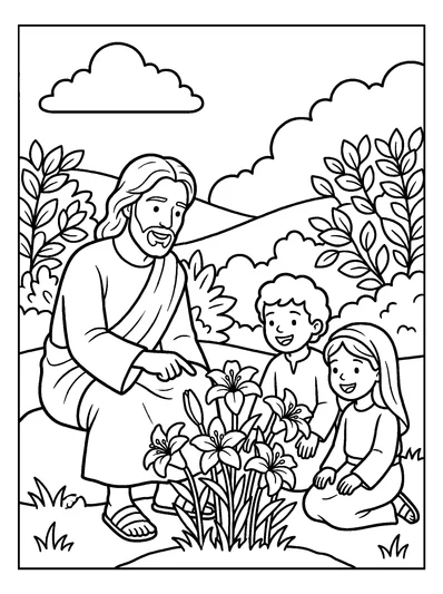 Matthew 6:28 Coloring Page