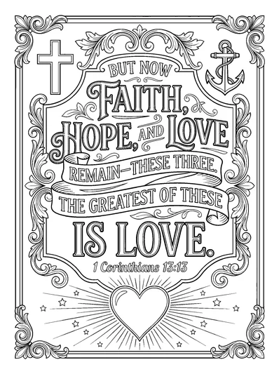 1 Corinthians 13:13 Coloring Page