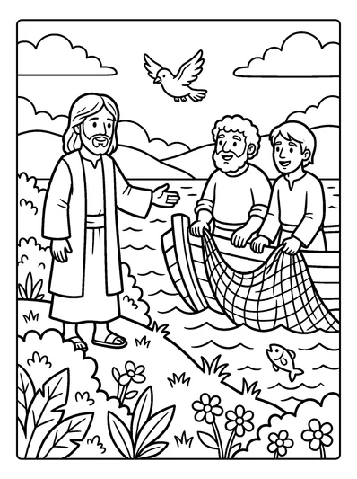 Matthew 4:18 Coloring Page