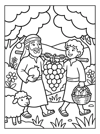 Numbers 13:23 Coloring Page